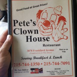 Menu cover with address, phone # and hours.