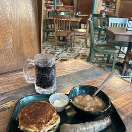 Potato Pancakes, side brat, famous rootbeer