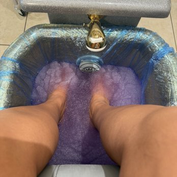 Tina Nail - My feet soaking in a lavender pedi. - Nail Salons Near Me - San Antonio, Texas