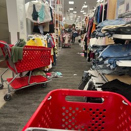 Items all over the floors and just a big mess all over the store. This is awful and everyone was complaining saying that can't stand it