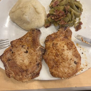 Perkins American Food - Grilled Cajun pork chops, Green Beans w/ Bacon and Real Mashed Potatoes - Bakeries Near Me - Matamoras, Pennsylvania Perkins American Food - Grilled Cajun pork chops, Green Beans w/ Bacon and Real Mashed Potatoes - Bakeries Near Me - Matamoras, Pennsylvania