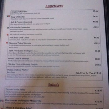 Ouzo's Bar and Grill - Menu - Starters & Salads - Seafood Near Me - Dalkey, D Ouzo's Bar and Grill - Menu - Starters & Salads - Seafood Near Me - Dalkey, D