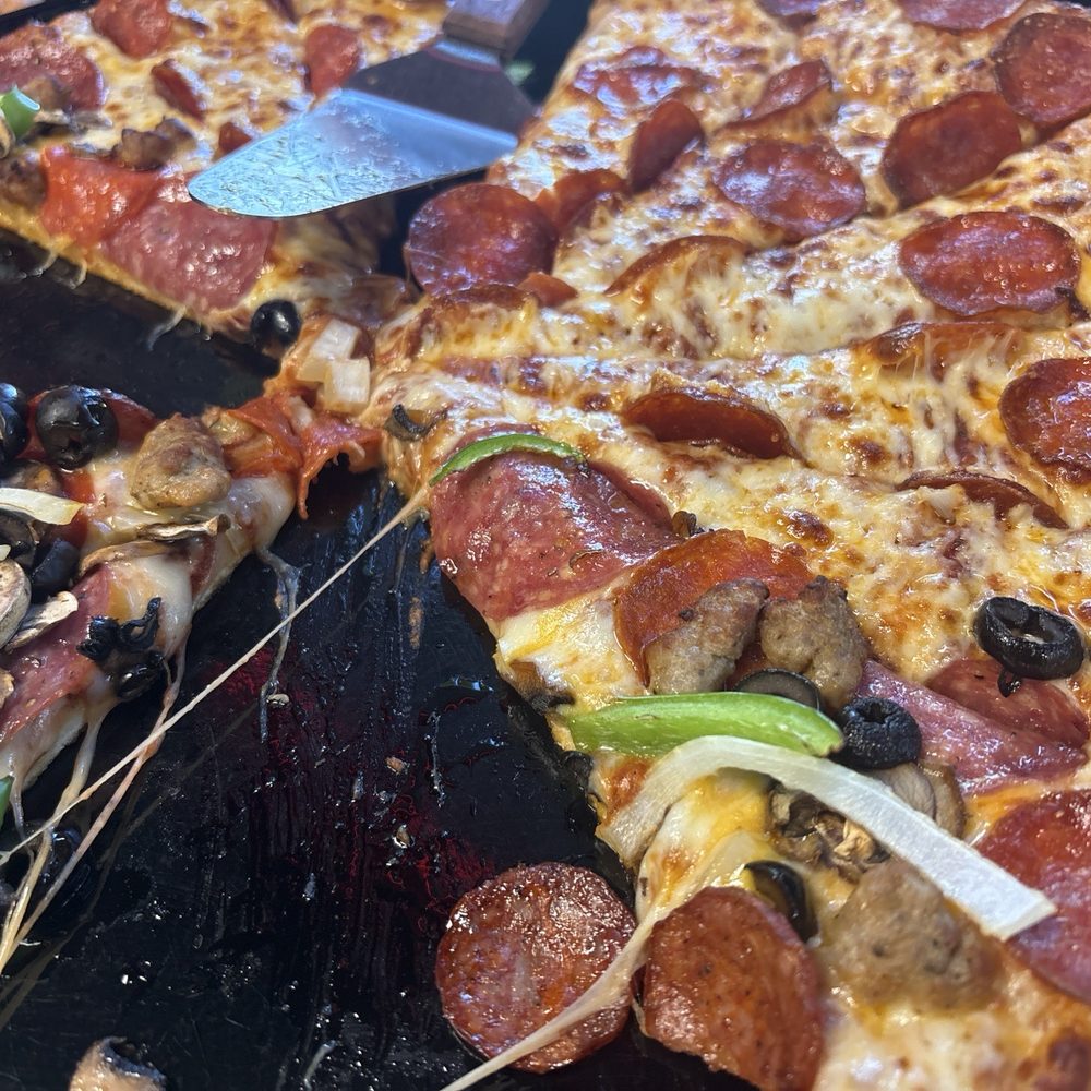 Round Table Pizza - Half king author combo half pepperoni and cheese for the kiddo - Pizza Near Me - Reno, Nevada Round Table Pizza - Half king author combo half pepperoni and cheese for the kiddo - Pizza Near Me - Reno, Nevada