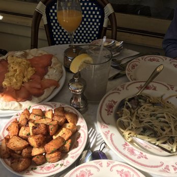 Rose's Cafe - Roasted potatoes + seafood linguine pasta + breakfast smoked salmon pizza - Italian Near Me - San Francisco, California Rose's Cafe - Roasted potatoes + seafood linguine pasta + breakfast smoked salmon pizza - Italian Near Me - San Francisco, California