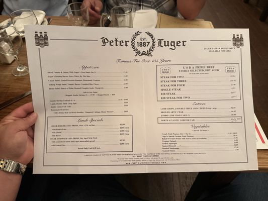 Menu photo 1 Peter Luger Brooklyn, NY Menu photo 1 Peter Luger Brooklyn, NY