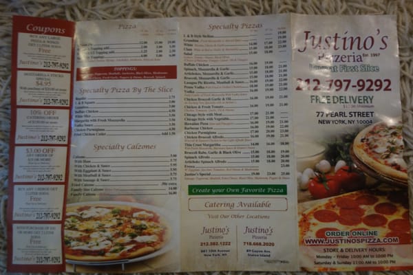 Menu photo 2 Justino's Pizzeria New York, NY Menu photo 2 Justino's Pizzeria New York, NY