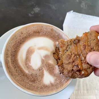 Post Coffee - Hot coco with a caramel cookie - Coffee & Tea Near Me - Kansas City, Missouri Post Coffee - Hot coco with a caramel cookie - Coffee & Tea Near Me - Kansas City, Missouri