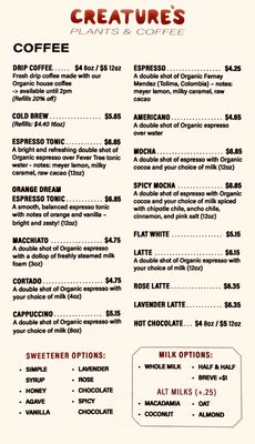 Menu photo 8 Creature's Plants and Coffee Los Angeles, CA