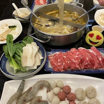 Happy Lamb Hot Pot - Original&Cabbage Broths, Wide Bean Noodles | Marbled Lamb (SKIP), Shrimps, Quail Eggs, House Lamb & Roe Balls, King Oyster Shrooms, Bok Choy - Chinese Near Me - Dublin, California Happy Lamb Hot Pot - Original&Cabbage Broths, Wide Bean Noodles | Marbled Lamb (SKIP), Shrimps, Quail Eggs, House Lamb & Roe Balls, King Oyster Shrooms, Bok Choy - Chinese Near Me - Dublin, California