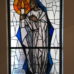 Sisters Servants of Mary - Faith: Stained glass window in the chapel.