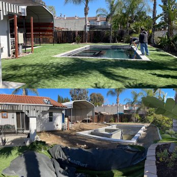 Creative Turf Install - Top - After; bottom - before. - Landscaping Near Me