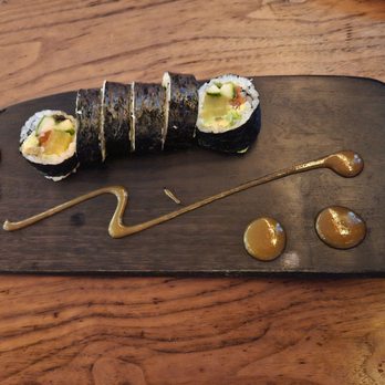 Uchiko Austin - Veggie roll with mango sauce - Sushi Bars Near Me - Austin, Texas Uchiko Austin - Veggie roll with mango sauce - Sushi Bars Near Me - Austin, Texas
