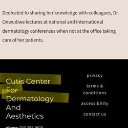 Cutis Center for Dermatology and Aesthetics - The Cutis Center for Dermatology and Aesthetics website with the 310 South Washington address in Alexandria Virginia.