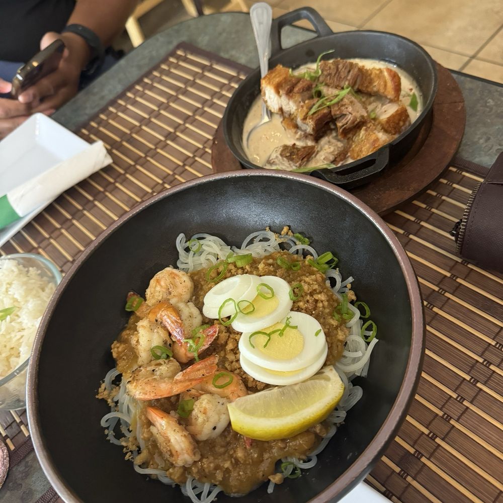 The Narra Tree - Pancit palabok (special item) and Bicol Express - Filipino Near Me - Savannah, Georgia The Narra Tree - Pancit palabok (special item) and Bicol Express - Filipino Near Me - Savannah, Georgia