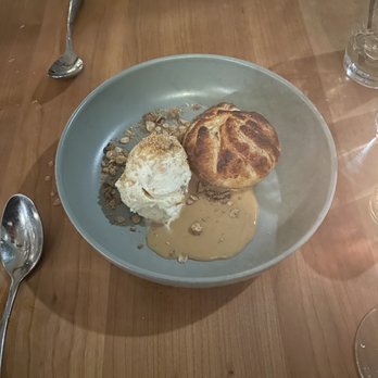The Kingstide - Apple Pie Dumpling with Butter Pecan Ice cream and Caramel sauce - Seafood Near Me - Island, South Carolina The Kingstide - Apple Pie Dumpling with Butter Pecan Ice cream and Caramel sauce - Seafood Near Me - Island, South Carolina