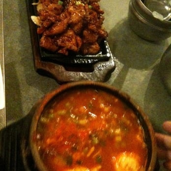 Jong Ga House - Spicy chicken along wirh spicy tofu, seafood, & egg soup. - Korean Near Me - Oakland, California