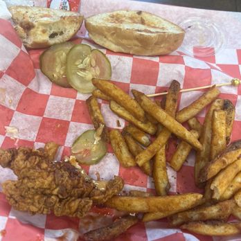 Sizzlings - Aftermath. I ditched the bun. Just too bulky. Fries were...meh. - Mediterranean Near Me - Oceanside, New York Sizzlings - Aftermath. I ditched the bun. Just too bulky. Fries were...meh. - Mediterranean Near Me - Oceanside, New York