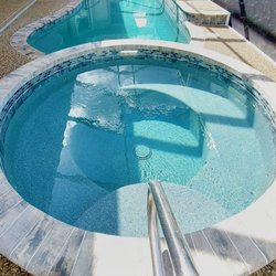 Pool colors are deeper shades of blue, morning sun was too bright!