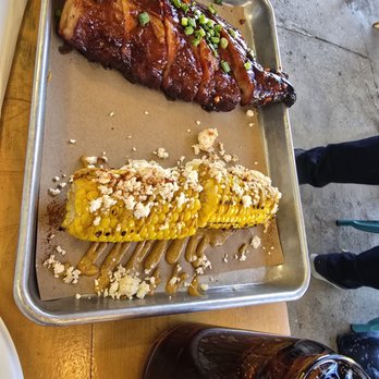Hometown Bar-B-Que - 1/2 baby back slab. They're Korean style bbq, not American. 5 ribs for $32?!!! The elote $8 was good. - Barbeque Near Me - Miami, Florida Hometown Bar-B-Que - 1/2 baby back slab. They're Korean style bbq, not American. 5 ribs for $32?!!! The elote $8 was good. - Barbeque Near Me - Miami, Florida
