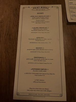 Menu photo 5 Print Works Bistro Greensboro, NC