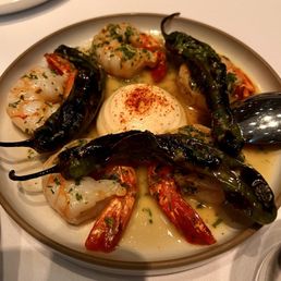 Shrimp a la plancha with shishito peppers Shrimp a la plancha with shishito peppers