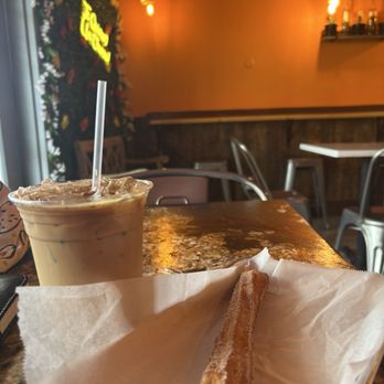 Churreria Dulce Luna - Horchata iced coffee & churro - Desserts Near Me - Denver, Colorado