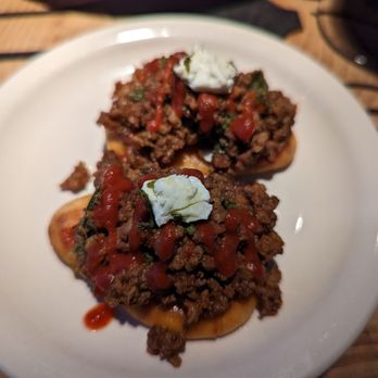 Le P'tit Fusion Tapas and Bar - Lamb Chorizo Naan Bites - Tapas/Small Plates Near Me - Bartlett, Illinois