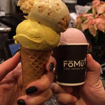 FoMu - (Left) Cookies & Nog, Golden Milk (Right) Strawberry - Ice Cream & Frozen Yogurt Near Me - Boston, Massachusetts FoMu - (Left) Cookies & Nog, Golden Milk (Right) Strawberry - Ice Cream & Frozen Yogurt Near Me - Boston, Massachusetts