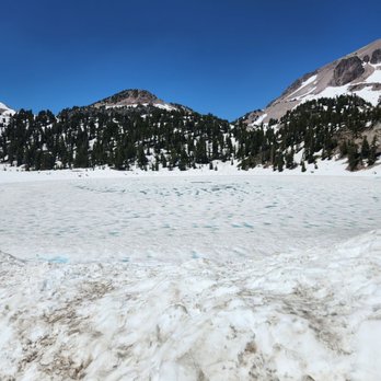 Lassen Volcanic National Park - Helen Lake partially snowed over - Parks Near Me - Mineral, California