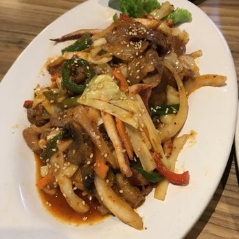 Ahjoomah's Apron - Stir Fried Squid and Pork - Korean Near Me - Chicago, Illinois