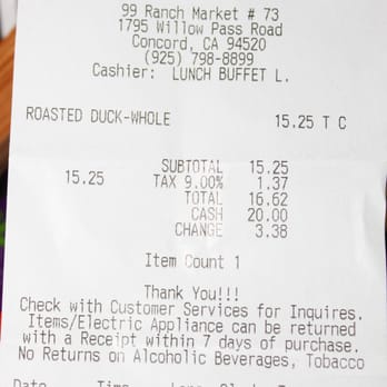99 Ranch Market - Proof of purchase 07/30/2014 - Grocery Near Me - Concord, California