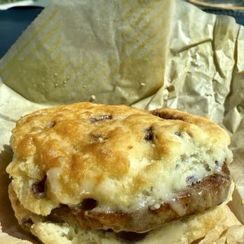 Bojangles - Sausage Bo-Berry Biscuit --look at that icing on the sandwich ?! - Fast Food Near Me - Sanford, Florida