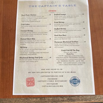 Captains Table - Entree's - Seafood Near Me - Ocean City, Maryland Captains Table - Entree's - Seafood Near Me - Ocean City, Maryland