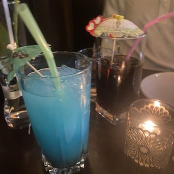 Sequoia - Blue Lagoon cocktail & Diet Coke - Sushi Bars Near Me - Madison, Wisconsin