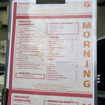 Textbook - Menu - Coffee & Tea Near Me - Brooklyn, New York