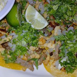 Chicken, steak street tacos