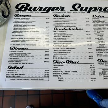 Burger Supreme Drive-Inn - October 2024 menu - Burgers Near Me - McAlester, Oklahoma