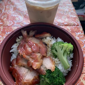 C & M Bistro - Char siu rice bowl; Hong Kong style milk tea - Cantonese Near Me - Oakland, California