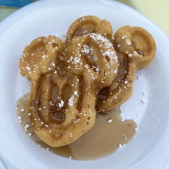 Plaza Inn - Mickey shaped waffles during character dining experience - American Near Me - Anaheim, California Plaza Inn - Mickey shaped waffles during character dining experience - American Near Me - Anaheim, California