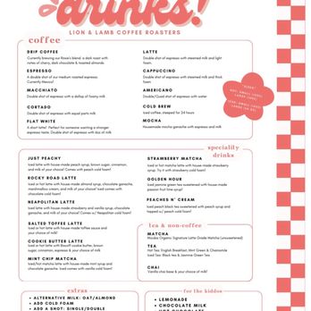 Lion and Lamb Coffee Roasters - Menu - Coffee & Tea Near Me - Costa Mesa, California Lion and Lamb Coffee Roasters - Menu - Coffee & Tea Near Me - Costa Mesa, California