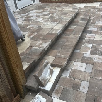 Patriot Landscape Solutions - Failing steps. Very dangerous. Improper adhesive used! - Landscaping Near Me Patriot Landscape Solutions - Failing steps. Very dangerous. Improper adhesive used! - Landscaping Near Me