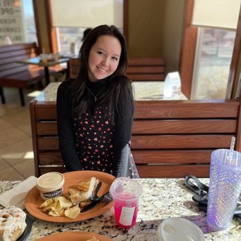 Kneaders Bakery & Cafe - Brunch get together. We split a #3 combo with the french dip, parmesan chips, and a cinnamon roll. Super delicious! - Cafes Near Me - Thornton, Colorado