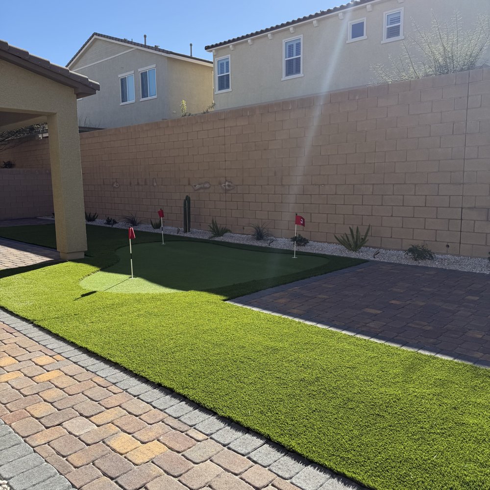 Sierra Landscape - Paver Pad, Turf, and Putting Green - Landscape Architects or Designers Near Me - Las Vegas, Nevada Sierra Landscape - Paver Pad, Turf, and Putting Green - Landscape Architects or Designers Near Me - Las Vegas, Nevada