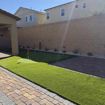 Sierra Landscape - Paver Pad, Turf, and Putting Green - Landscape Architects or Designers Near Me - Las Vegas, Nevada