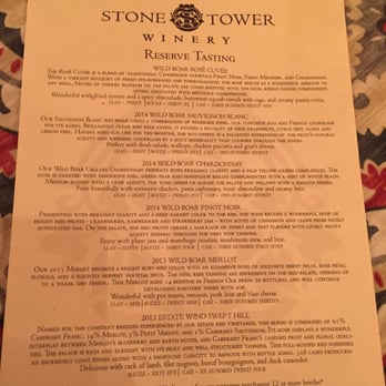 Stone Tower Winery - tasting menu - Wineries Near Me - Leesburg, Virginia Stone Tower Winery - tasting menu - Wineries Near Me - Leesburg, Virginia