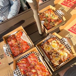 Moto Pizza - Mr. Pig, Cheese, Clam Chowdah, and Pepperoni
