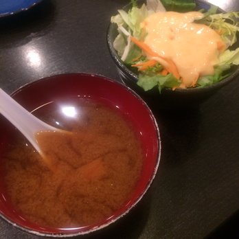 Wasabi Bistro - Side salad and miso soup that comes with the chirashi bowl - Japanese Near Me - Livermore, California Wasabi Bistro - Side salad and miso soup that comes with the chirashi bowl - Japanese Near Me - Livermore, California