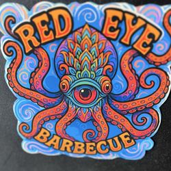 Red Eye Barbecue - Cool sticker at the register.