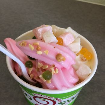Coco Swirl - Regular, pink lemonade, pomegranate raspberry, pineapple Toppings: popping beads (kiwi and mango), mochi, and nuts toppings. - Ice Cream & Frozen Yogurt Near Me - Pleasant Hill, California