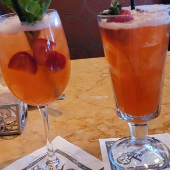 The Cheesecake Factory - Strawberry spritzer on the left, Strawberry infused margarita on the right - Desserts Near Me - Mesa, Arizona